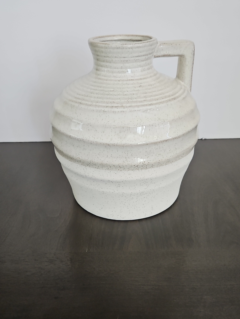 Handcrafted Speckled Cream Ceramic Vase with Handle